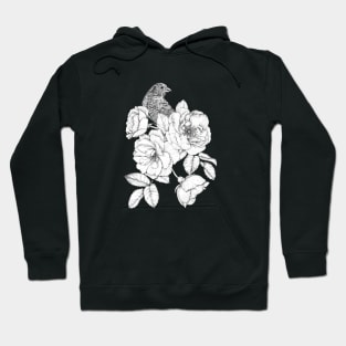 A bird among White Roses Hoodie